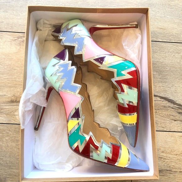 Christian Louboutin Explotek 100 Patent Lavander Multi Heel Pump - Picture 7 of 9